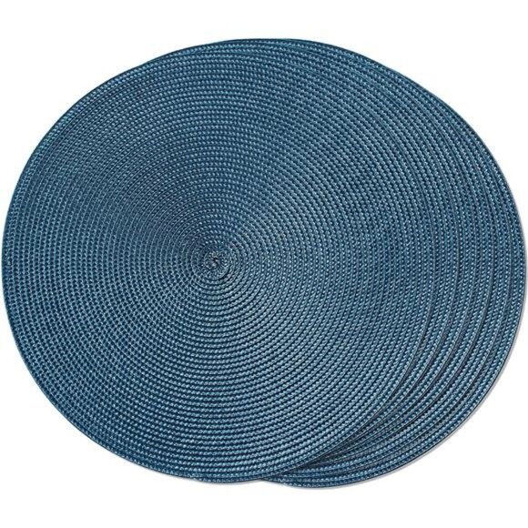 Round Braided Placemats Set of 6 Table Mats for Dining Tables Woven Washable - Picture 1 of 7